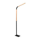Norris LED Wooden Floor Lamp – Matt Black