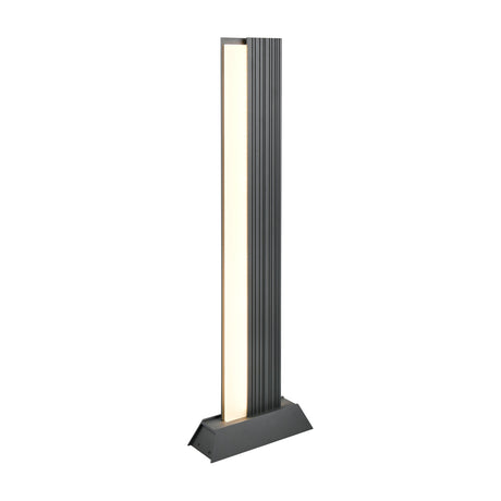 Mariza 100cm LED Outdoor Lamp Post in anthracite, a tall ribbed aluminium column with a full-length illuminated panel and angled base, shown on a plain white background.