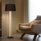 Rahul 2 Light Wooden Floor Lamp – Matt Black