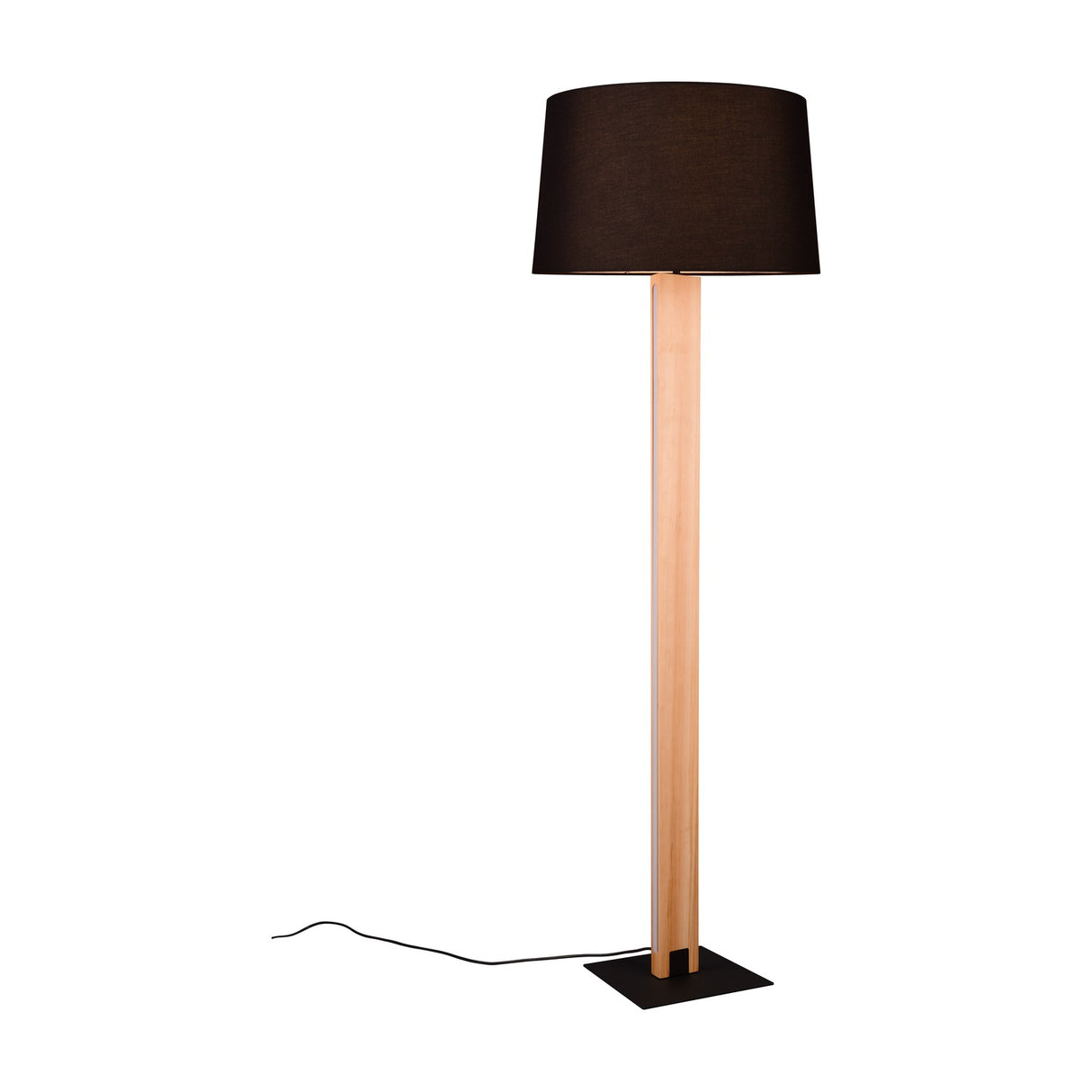 Rahul 2 Light Wooden Floor Lamp – Matt Black