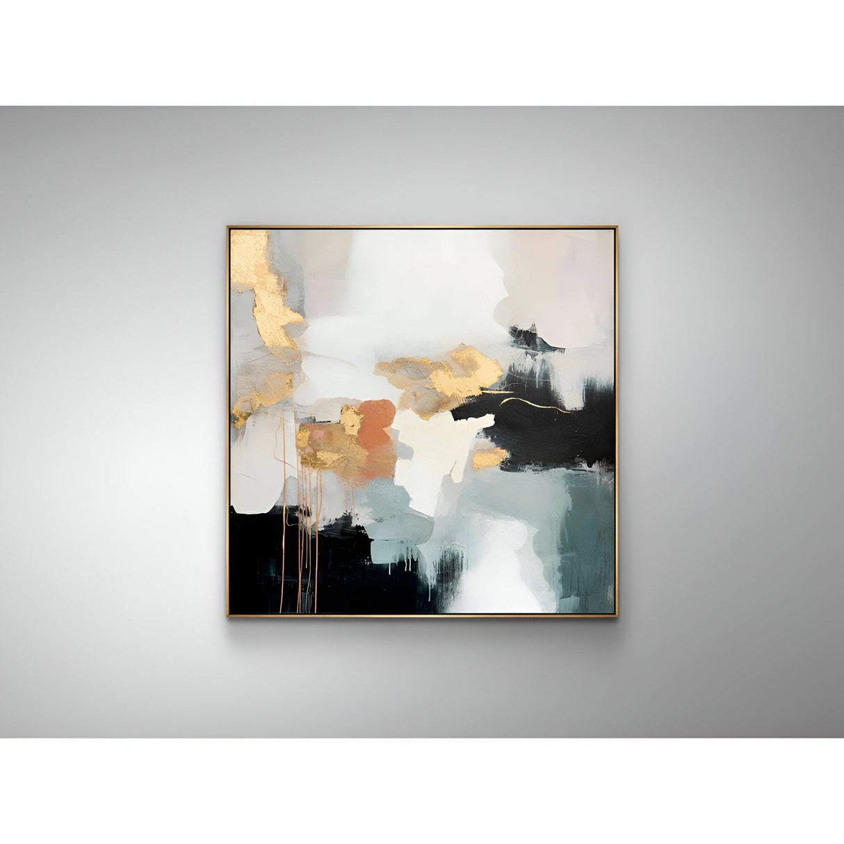 Expresion Gold & Charcoal Abstract Acrylic Painting – 100×cm