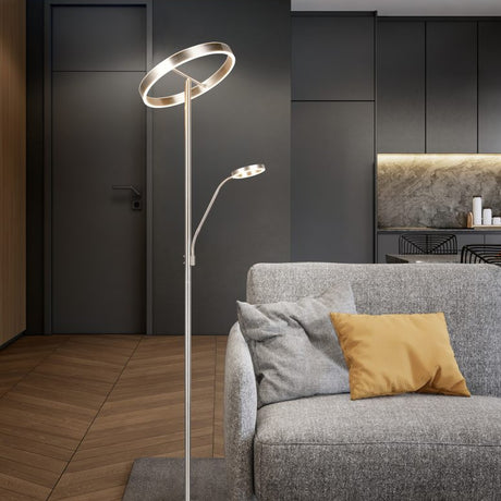 Willis 2 Light LED Floor Lamp – Satin Nickel