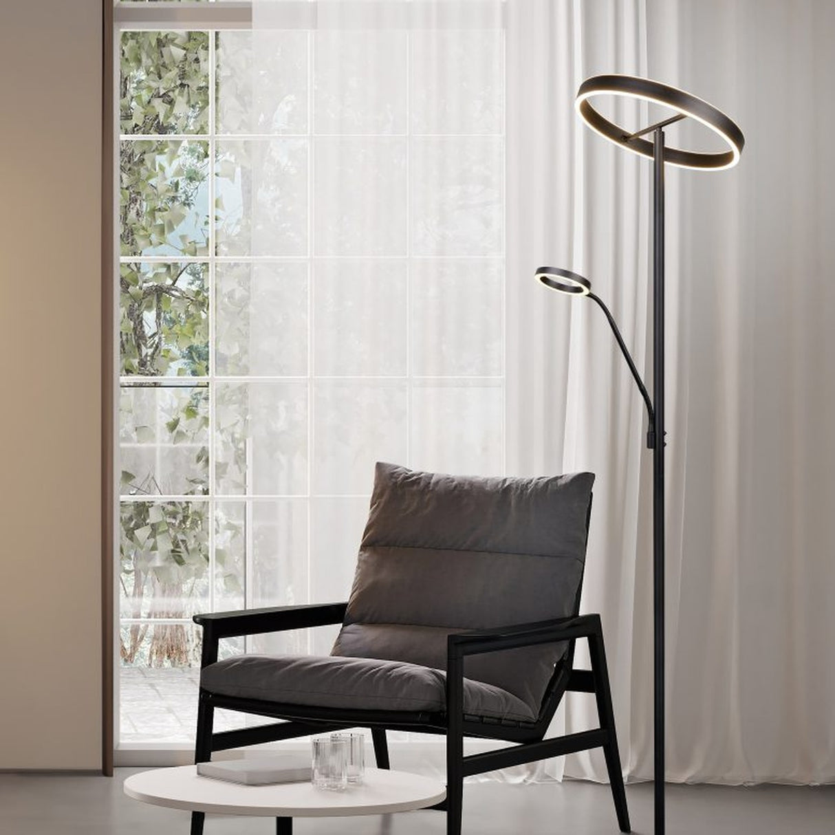 Willis 2 Light LED Floor Lamp – Matt Black