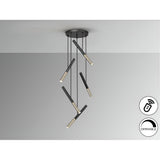Edna 5 Light Dimmable LED Large Cluster Pendant - Black/ Gold (With Remote Control)