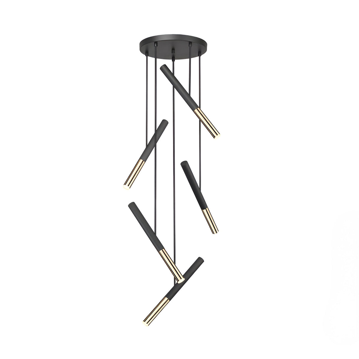 Edna 5 Light Dimmable LED Large Cluster Pendant - Black/ Gold (With Remote Control)