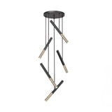 Edna 5 Light Dimmable LED Large Cluster Pendant - Black/ Gold (With Remote Control)