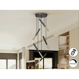 Edna 5 Light Dimmable LED Large Cluster Pendant - Black/ Gold (With Remote Control)
