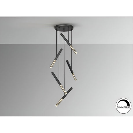 Edna 5 Light Dimmable LED Small Cluster Pendant 25W 3000K - Black/ Gold