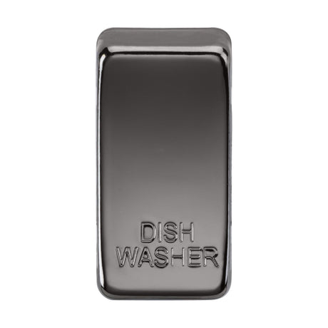 Introducing the Switch Cover "Marked DISHWASHER" in a sleek black nickel finish. Crafted with durable ABS construction, this rectangular metal magnet boasts a shiny reflective surface and features the words DISHWASHER engraved on its front, ensuring both longevity and style for any kitchen setting.