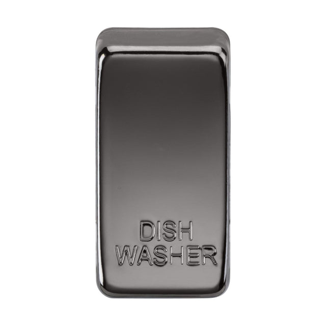 Introducing the Switch Cover "Marked DISHWASHER" in a sleek black nickel finish. Crafted with durable ABS construction, this rectangular metal magnet boasts a shiny reflective surface and features the words DISHWASHER engraved on its front, ensuring both longevity and style for any kitchen setting.