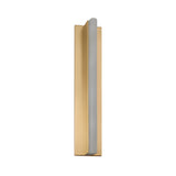 The Elvaris LED Medium Vertical Alabaster Wall Light features a modern rectangular design with a brushed brass base and a soft white alabaster diffuser running along the center.