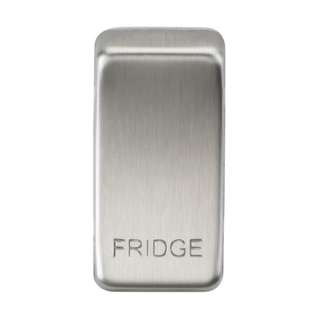 A brushed chrome switch cover, marked with the word FRIDGE, is crafted using ABS construction.