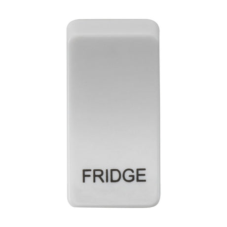 The Switch Cover "Marked FRIDGE" in white features a bold black "FRIDGE" inscription that stands out against its pristine background. Its sleek ABS finish adds a modern flair, combining style and durability for any kitchen setting.