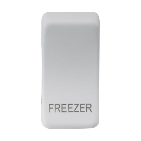 A compact rectangular item with rounded edges, featuring the label FREEZER in gray at the bottom, made from sturdy ABS material. Its sleek surface is designed in a matte white finish and set against a plain white background.