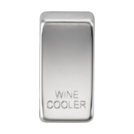 Introducing the Switch Cover "Marked WINE COOLER" in polished chrome, featuring a smooth and reflective surface that adds elegance to your table setting. Designed as a rectangular stainless steel block with "WINE COOLER" engraved on it, this piece seamlessly combines functionality with style.