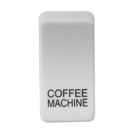 A white rectangular switch cover marked "COFFEE MACHINE" in black, with interchangeable rocker covers.