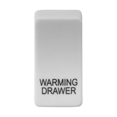 A white rectangular switch cover marked with "WARMING DRAWER" is finished in ABS.