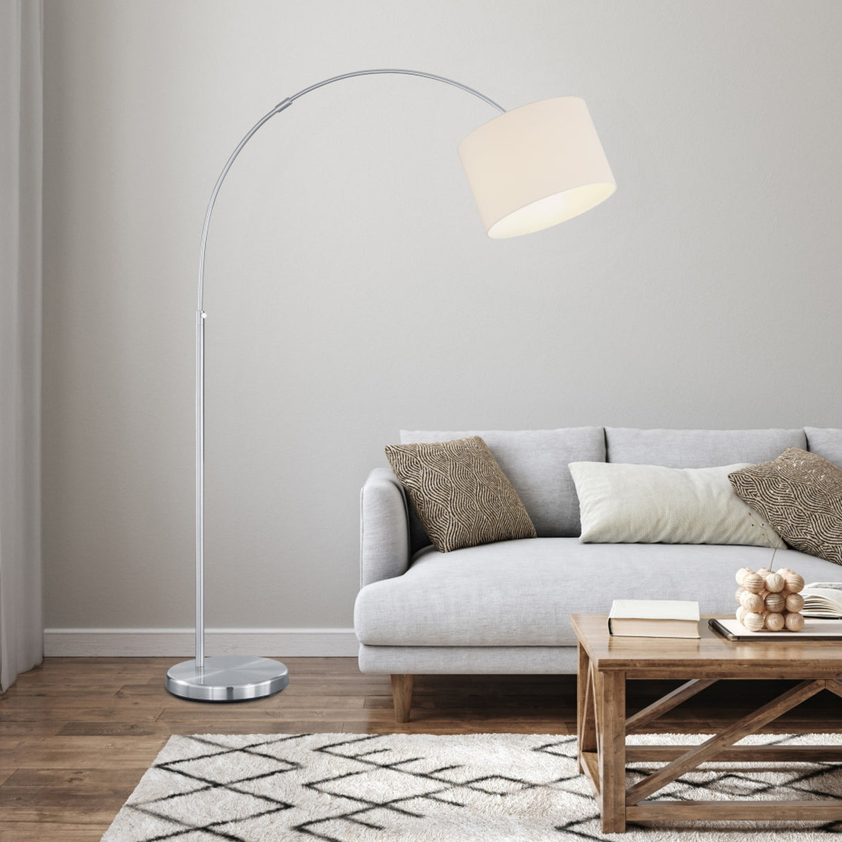 Hotel Arched Floor Lamp – Satin Nickel