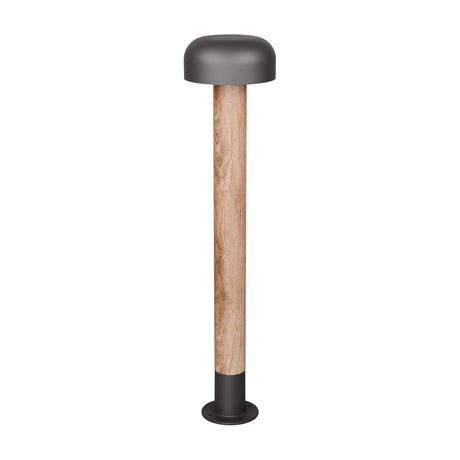 Fraser 84cm outdoor lamp post with a rounded anthracite mushroom-shaped head atop a wood-effect column and black base disc, on a plain white background.