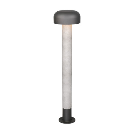 Fraser 84cm outdoor lamp post with a mushroom-shaped dark grey head atop a slim concrete-textured column and round base, set against a plain white background.