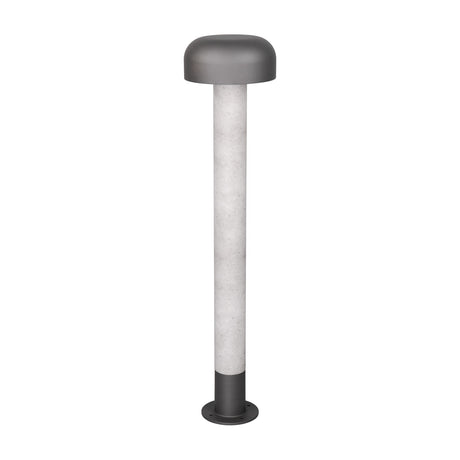 Fraser 84cm outdoor lamp post with a mushroom-shaped dark grey head atop a slim concrete-effect column on a round base plate, shown against a plain white background.