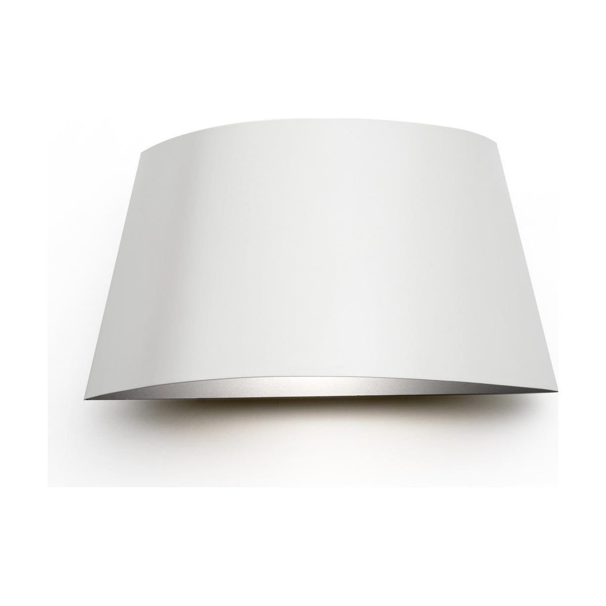 Fennorne Wall Light in white with a silver interior, a curved iron half-shade design on a plain white background.