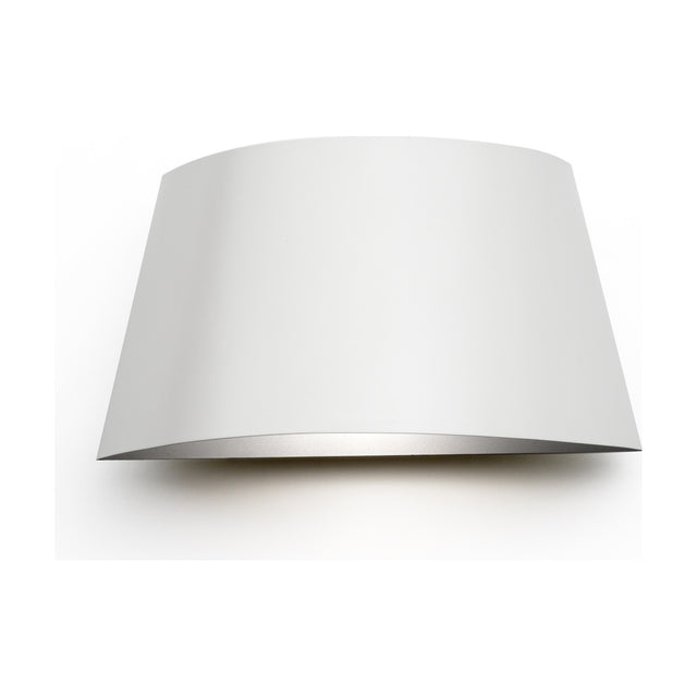 Fennorne Wall Light in white with a silver interior, a curved iron half-shade design on a plain white background.