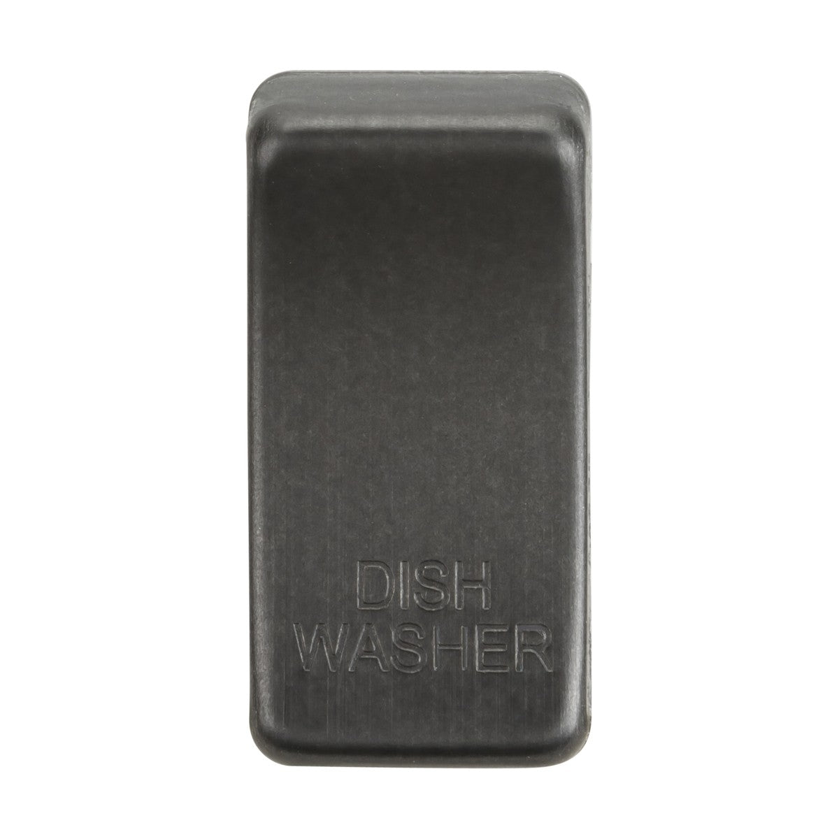 The Switch Cover "Marked DISHWASHER" in a chic smoked bronze design features a rectangular shape with rounded edges and elegant embossed lettering.