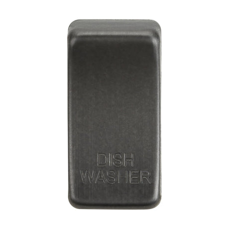 The Switch Cover "Marked DISHWASHER" in a chic smoked bronze design features a rectangular shape with rounded edges and elegant embossed lettering.