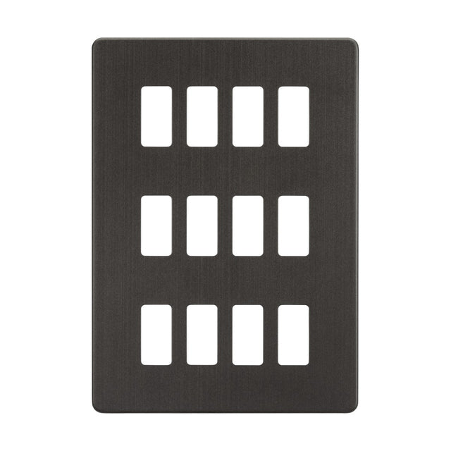 Screwless 12G grid faceplate - smoked bronze