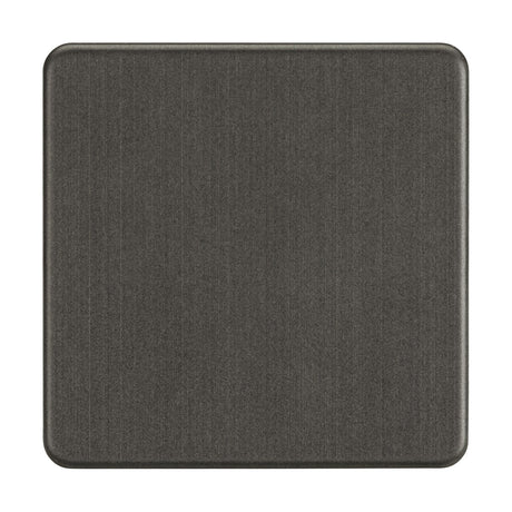 The square dark gray textured tile, resembling the 1 Gang Blanking Plate - Smoked Bronze (Screwless), boasts a slightly beveled edge and smooth surface, offering a sleek look for flooring or wall applications.