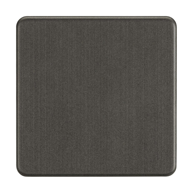 The square dark gray textured tile, resembling the 1 Gang Blanking Plate - Smoked Bronze (Screwless), boasts a slightly beveled edge and smooth surface, offering a sleek look for flooring or wall applications.