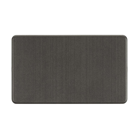 A 2 Gang Blanking Plate - Smoked Bronze (Screwless) with a textured rectangular design and rounded corners, displayed on a plain white background.