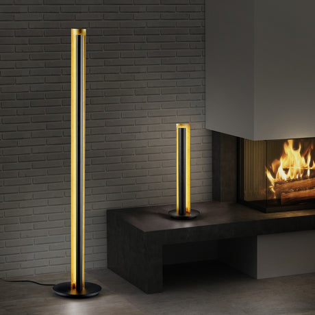 Texel LED Tube Floor Lamp – Black & Gold
