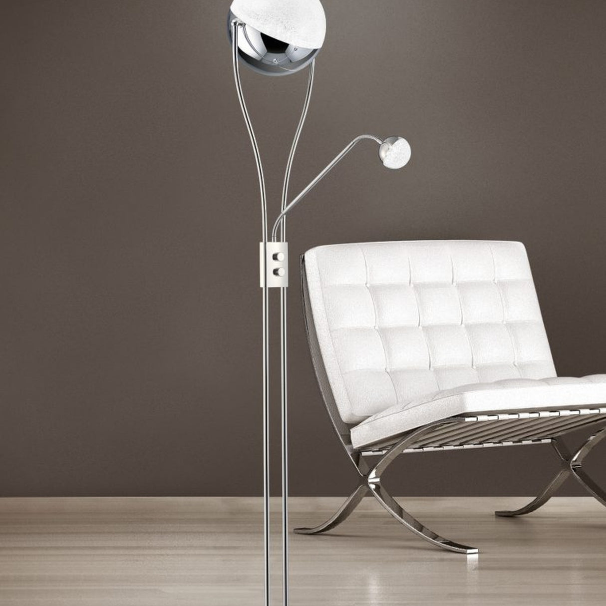 Chris 2 Light LED Glass Floor Lamp – Chrome