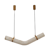 Zareon Large chevron-bent alabaster chandelier with brushed brass collars and twin suspension cables, integrated LED, on a plain white background.