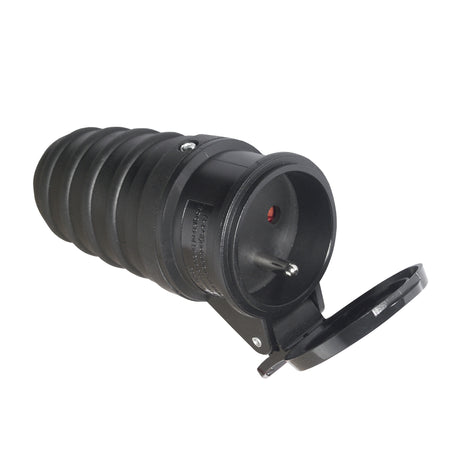 IP44 Mains Adaptor 250V 16A Type E - Black Stan