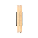 The Selvara LED Medium Alabaster Double Wall Light in Matte Black & Soft White features two vertical frosted glass bars on a rectangular base, casting a warm, soft glow—perfect as modern accent lighting against a white background.