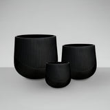 Kioto Set 3 Fiberclay Planters - Black