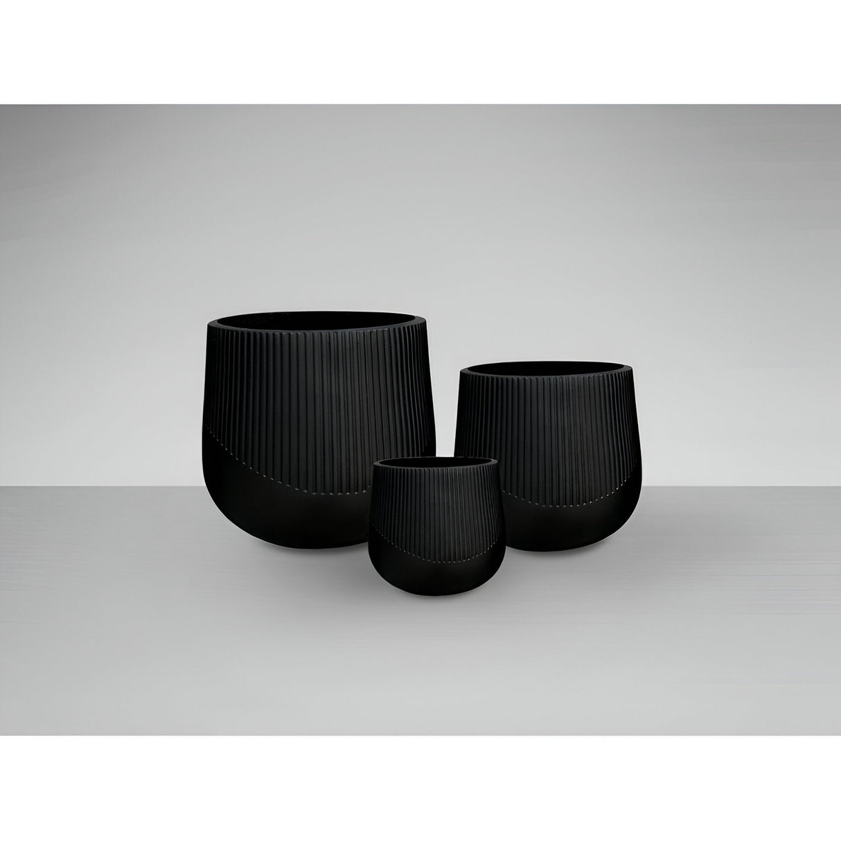 Kioto Set 3 Fiberclay Planters - Black