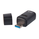AV:Link 3 Port Mini USB-A Hub in matte black ABS with USB 3.2 Type-A connector and detached end cap, shown on a plain white background.
