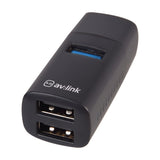 AV:Link 3 Port Mini USB-A Hub in matte black with one USB 3.2 port on top and two USB 2.0 ports at the end, shown on a white background.