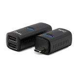 AV:Link 3 Port Mini USB-C Hub in matt black, showing the USB-C plug, one USB 3.2 port, and two USB 2.0 ports with ventilation slots.