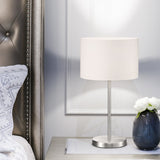Hotel Fabric Tube Table Lamp – Satin Nickel