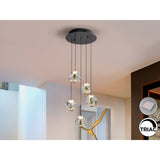 Zaria 5 Light Dimmable LED Cluster Pendant 21W 3000K - Transparent