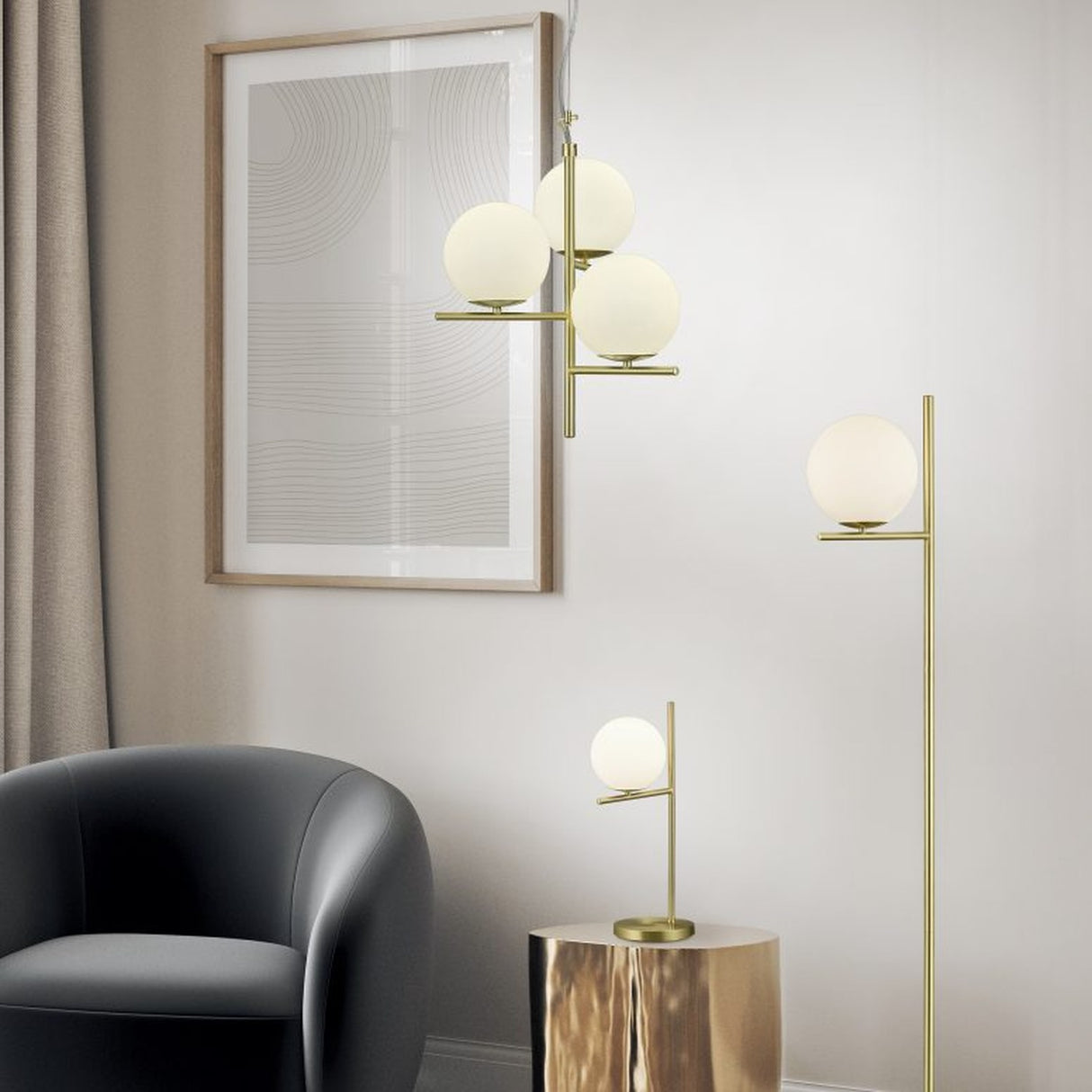 Pure Glass Table Lamp – Satin Brass