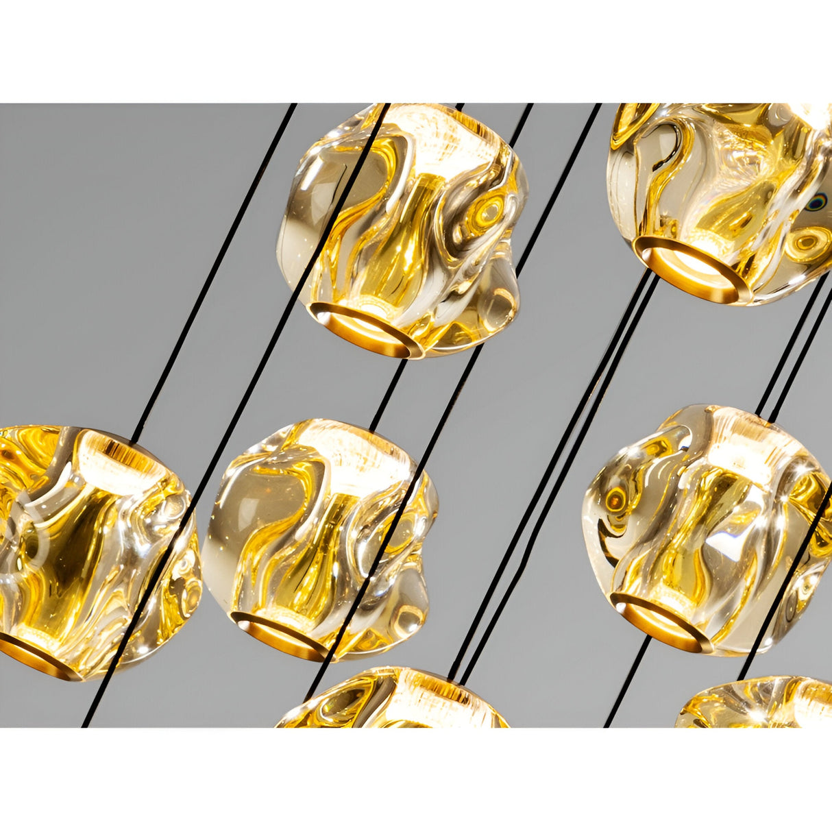 Zaria 13 Light Dimmable LED Cluster Pendant - Black/Gold (With Remote Control)