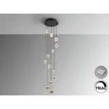 Zaria 13 Light Dimmable LED Cluster Pendant - Gold/Transparent (With Remote Control)