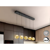 Zaria 5 Light Dimmable LED Glass Bar Pendant 21W 3000K - Black/Gold (With Remote Control)