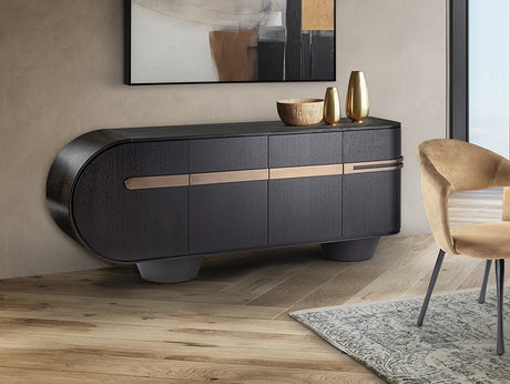 Luca Sideboard - Dark Oak and Rose Gold